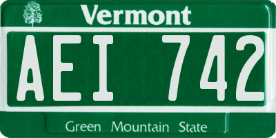 VT license plate AEI742