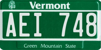 VT license plate AEI748