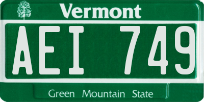 VT license plate AEI749