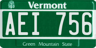 VT license plate AEI756