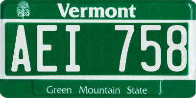 VT license plate AEI758