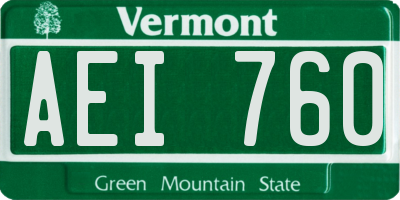 VT license plate AEI760