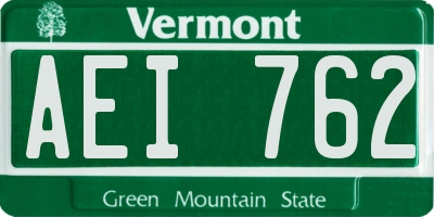 VT license plate AEI762