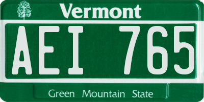 VT license plate AEI765