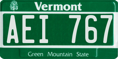 VT license plate AEI767
