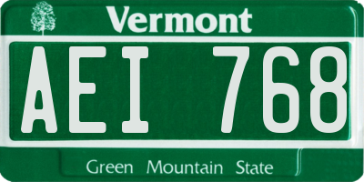 VT license plate AEI768