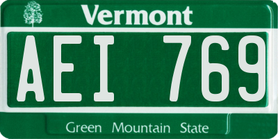 VT license plate AEI769