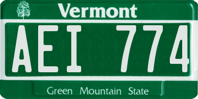 VT license plate AEI774