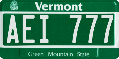 VT license plate AEI777