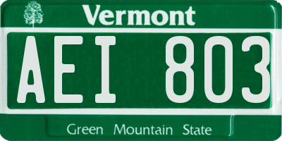 VT license plate AEI803