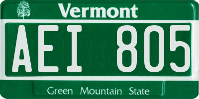 VT license plate AEI805