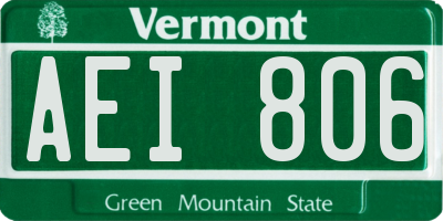VT license plate AEI806