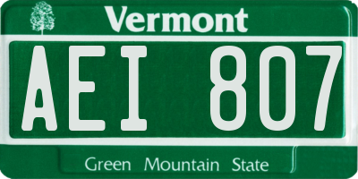 VT license plate AEI807