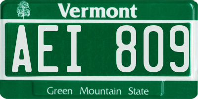 VT license plate AEI809