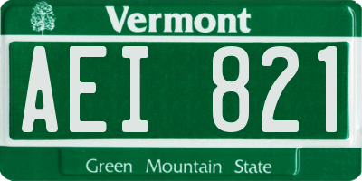 VT license plate AEI821