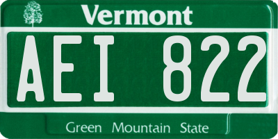 VT license plate AEI822