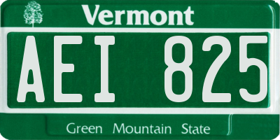 VT license plate AEI825