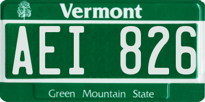 VT license plate AEI826