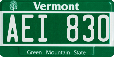 VT license plate AEI830
