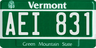 VT license plate AEI831