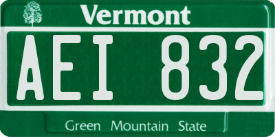 VT license plate AEI832