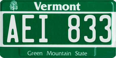 VT license plate AEI833