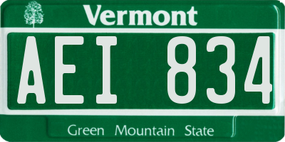VT license plate AEI834