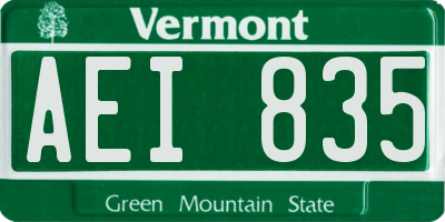 VT license plate AEI835