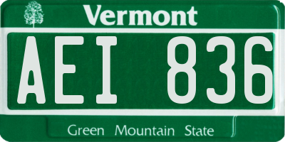 VT license plate AEI836