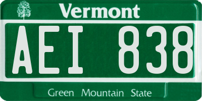 VT license plate AEI838