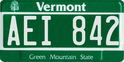 VT license plate AEI842