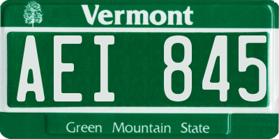 VT license plate AEI845