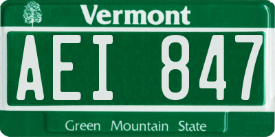 VT license plate AEI847