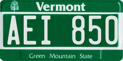 VT license plate AEI850