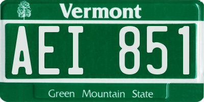 VT license plate AEI851
