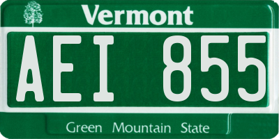 VT license plate AEI855