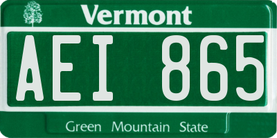 VT license plate AEI865