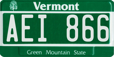VT license plate AEI866