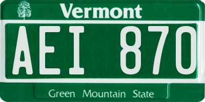 VT license plate AEI870