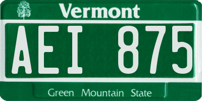 VT license plate AEI875