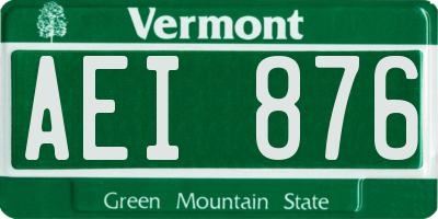 VT license plate AEI876