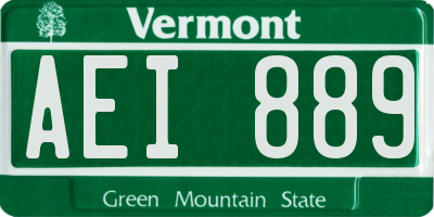 VT license plate AEI889
