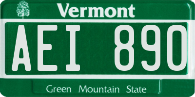 VT license plate AEI890