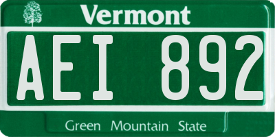 VT license plate AEI892