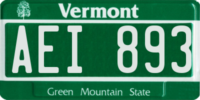 VT license plate AEI893