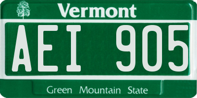 VT license plate AEI905