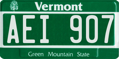 VT license plate AEI907