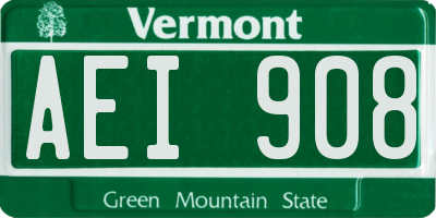 VT license plate AEI908