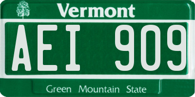 VT license plate AEI909