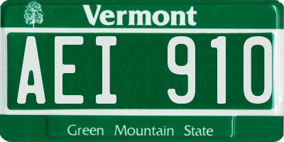 VT license plate AEI910
